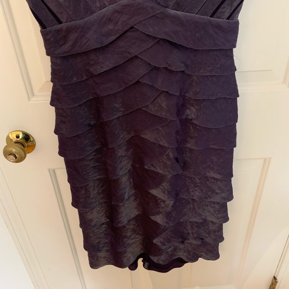 Cache Shimmer Purple Layered V-neck Cocktail Dress - Picture 4 of 7